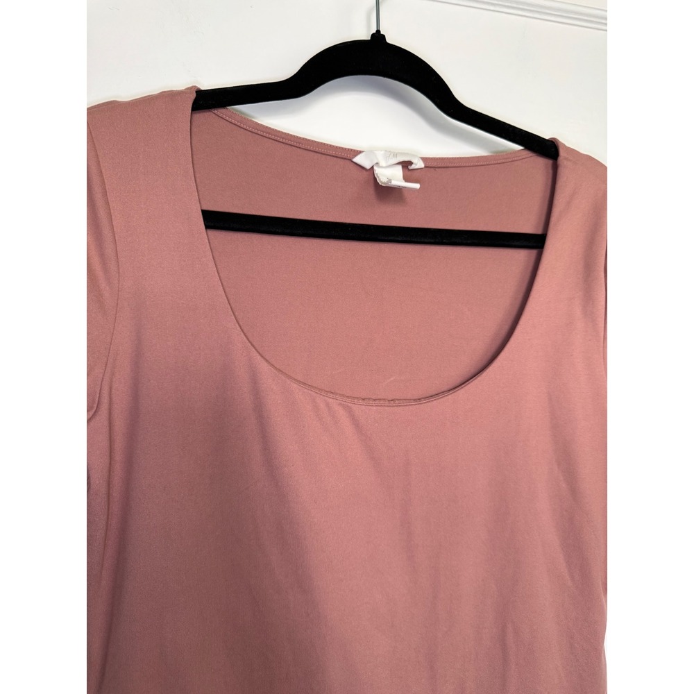 H&M Womens Mauve Pink Scoop Neck Short Sleeve Bodysuit Size L 0795394